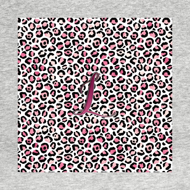 Letter L Monogram & Pink Leopard Print by kansaikate